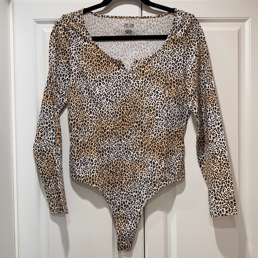NWT PINK Victoria’s Secret L animal print bodysuit